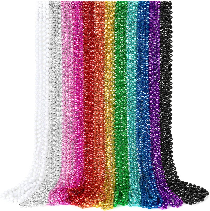 VLUV 36Pcs Beaded Necklace, Mardi Gras Beads Necklaces Accessories, 33 Inch Bead Costume for Women Man, Festival Parade Throw Supplies - Image 1